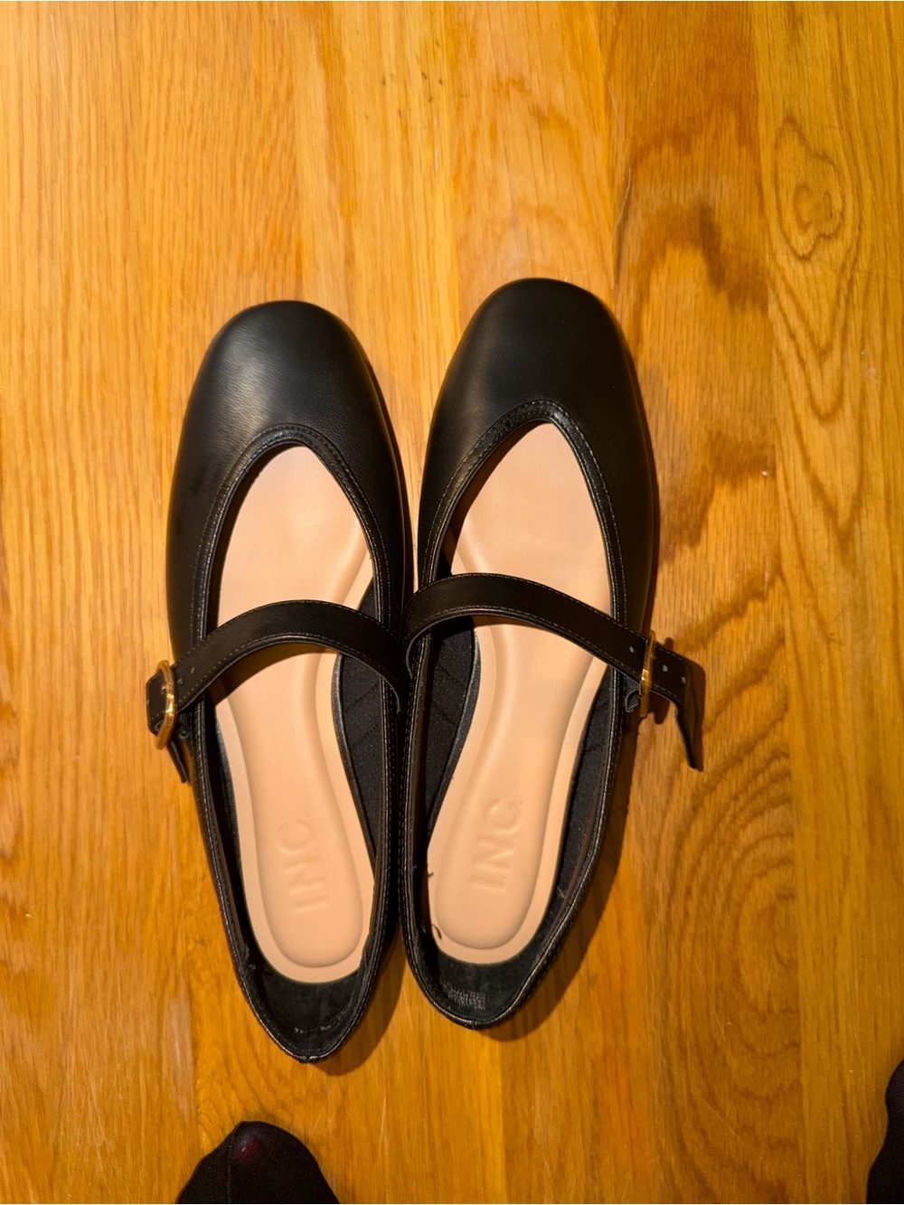 INC International Concepts Black Mary Jane Strap Flats